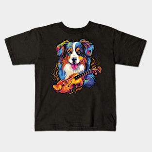 Australian Shepherd Playing Violin Kids T-Shirt